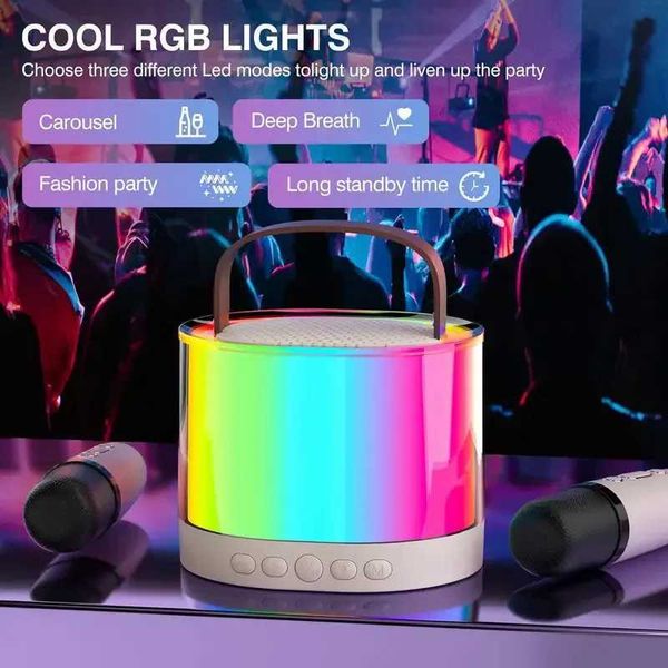 Loudspeaker box K52 wireless speaker portable mtifunction with 2 microphone RGB music player karaoke hine for Kids Xmas gifts Z250206