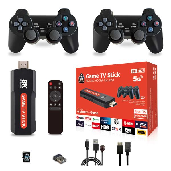 Q9 USB 2.0 Dual System Gaming Stick 8K Retro Video Game Console with Wireless Controller 64G TV Stick 10000+Games Y241028