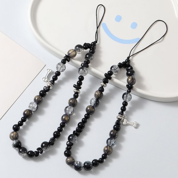 ddmygifts New Beaded Chain Black Starry Sky Bead Pendant Small Bone Phone Hanging Rope A