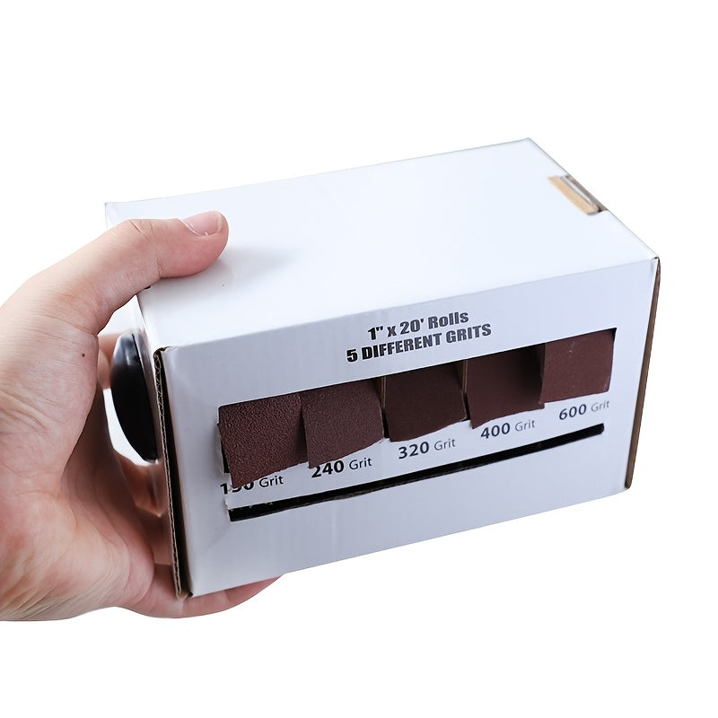 TEMU 5pcs, Emery Cloth Sandpaper Roll Set, 150, 240, 320, 400, 600 Grain With Dispenser For Drawing, Suitable For Sanding Block, Metal, Glass,