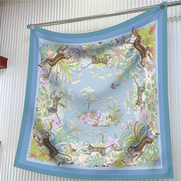 Women Silk Square Twill Scarf Ladies Shawls for Bag Hair Neck Scarves Accessories Summer Beach Decoration Accurate Hem Scarfs Mother&#039;s