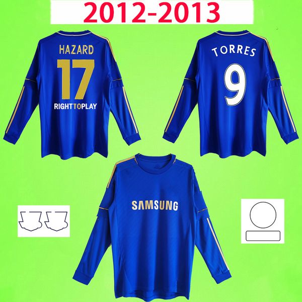 2012 2013 RETRO cfc soccer jerseys Gold long sleeve full vintage HAZARD TORRES MATA LAMPARD DAVID LUIZ TERRY 12 13 football shirts classic b