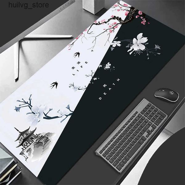 Pads Wrist Rests Mouse Pad Gaming Accessories Laptop Computer Japanese Cherry Blossom Pagoda Pc Gamer Keyboard Desk Mat Big Mousepad Gift J2