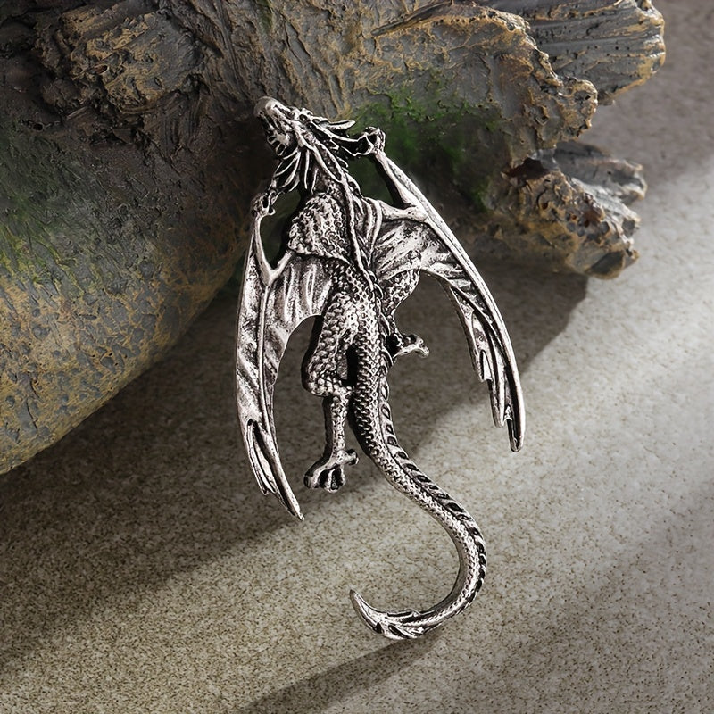 TEMU 1pc Retro Domineering Dragon Brooch, Great Gift, For Men And Women Clothing Bag Backpack, Banquet Party Festival Performance