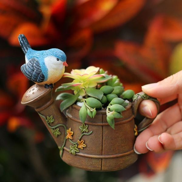 Planters Pots Planters Pots Shower Shape Succulen Flowerpot Pastoral Bird Shower Succulents Resin Plants Flower Pot Mini Landscape Garden Ho