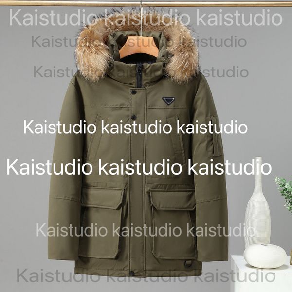 2023 Autumn-Winter Design Medium length cotton jacket with large wool collar for warmth, casual and versatile work clothes, outdoor men&#039