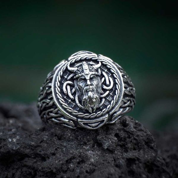 Vintage Gothic Accessories Warrior Helmet Punk Norse Viking Celtic Knot Ring Mens Jewellery Indian Jewelry Gift Anillo Hombre