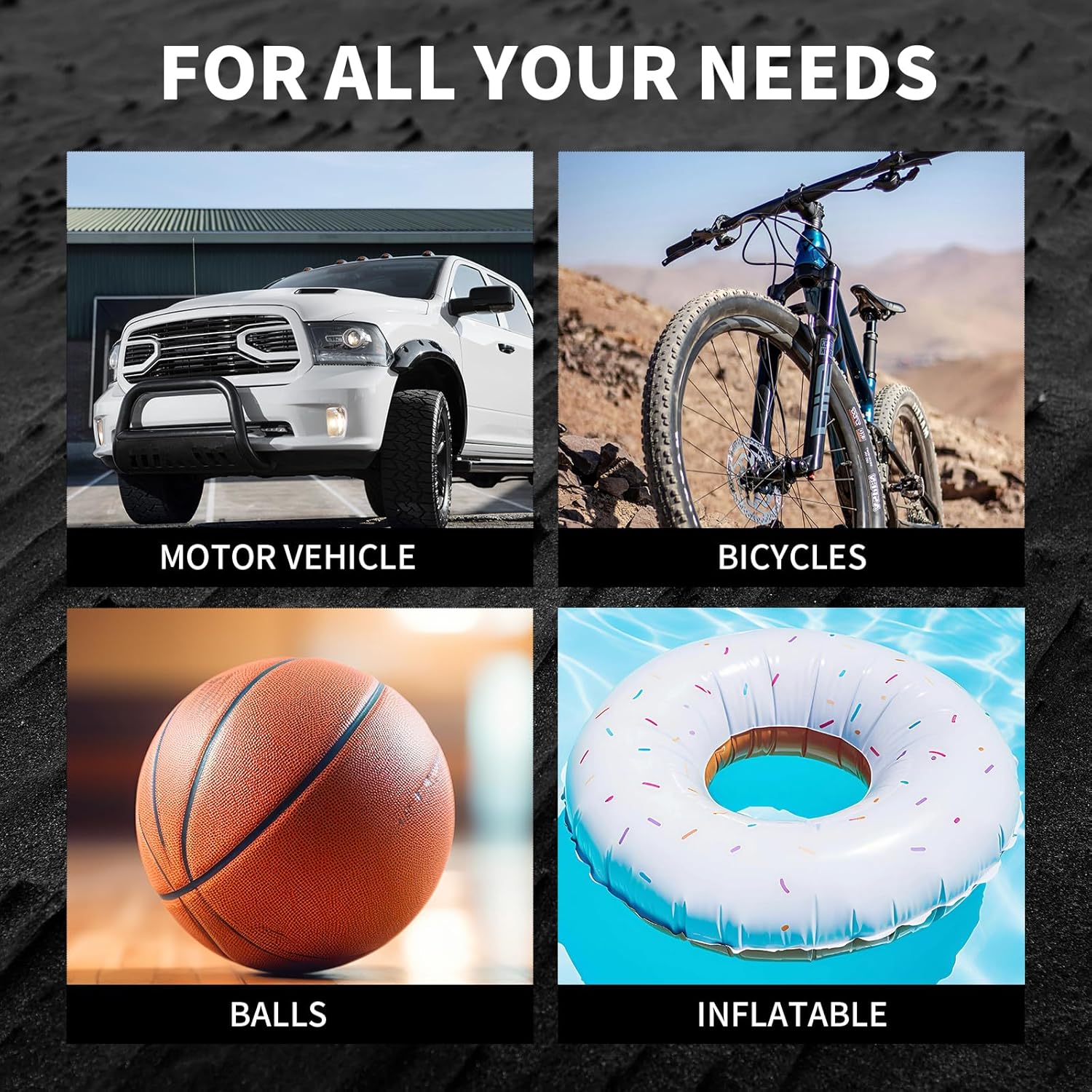 Portable Air Compressor -180PSI Portable Air Pump, Precise Pressure LCD Display, 3x Rapid Inflation Suitable for Car, Bicycle, and Motorcycle Tires,