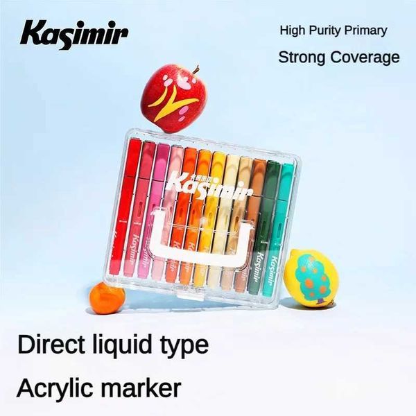 Markers KASIMIR 84-24 Colors Acrylic Marker Direct Liquid Soft Bristled Paint Pen For Graffiti Manga Art School Supplies Stationery H241215