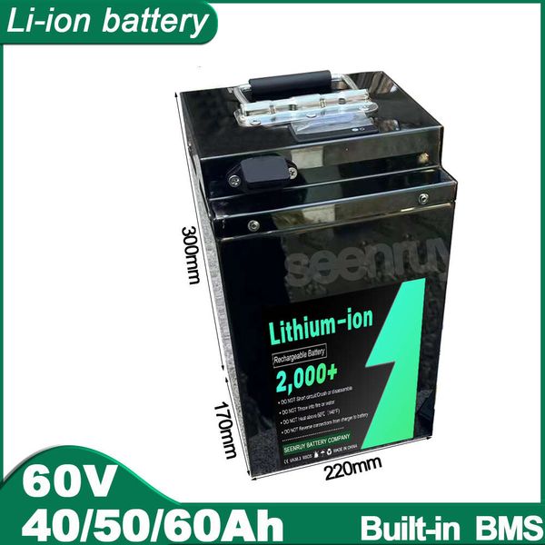 60v 40ah 50ah 60ah li ion com carregador bateria de polímero de lítio perfeito para 3000w triciclo motocicleta e-bike scooter