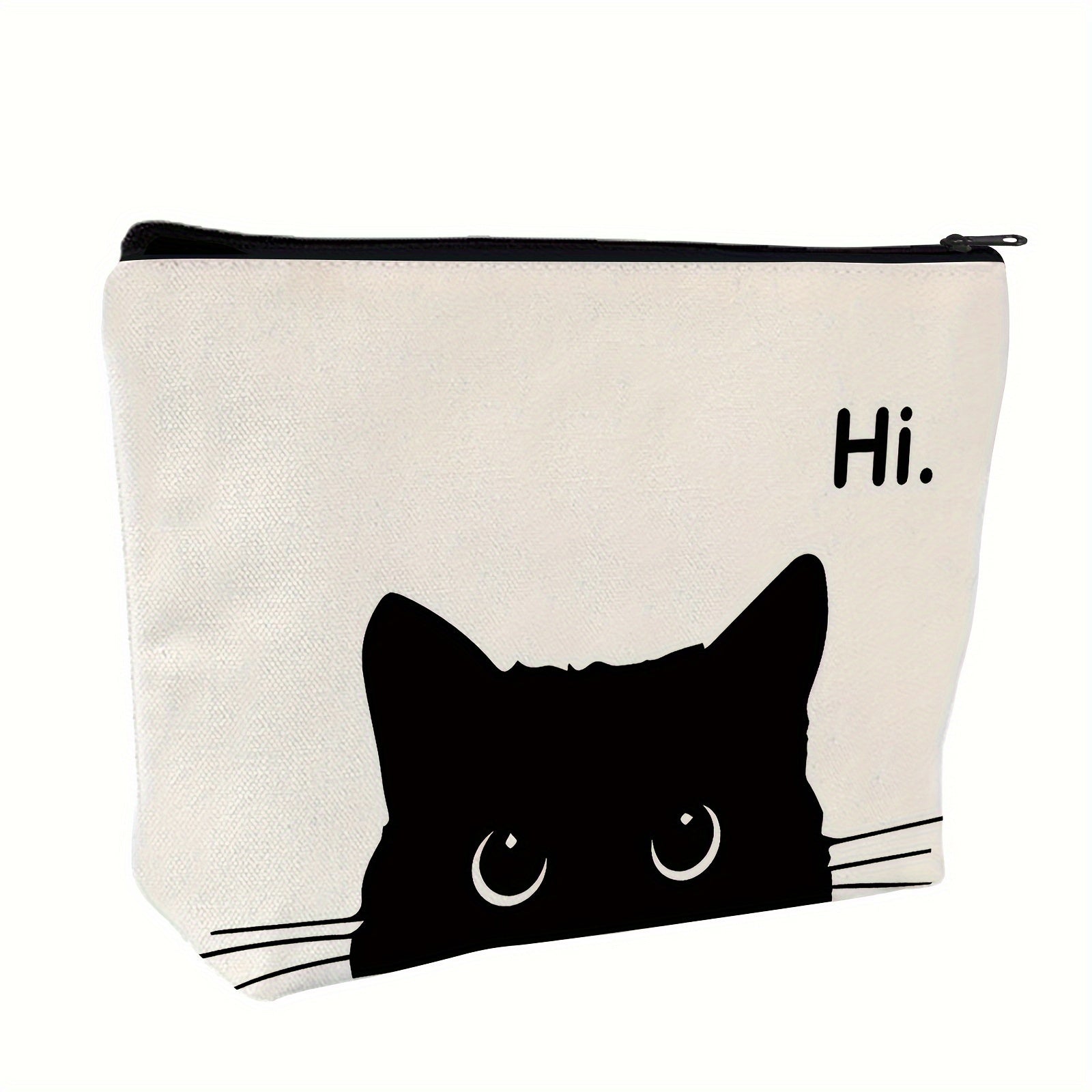 TEMU Cat Cat Kitty Eye Makeup Bag, Cosmetic Bag Zipper Travel Toiletry Bag Best Gift Idea For Cat Lovers
