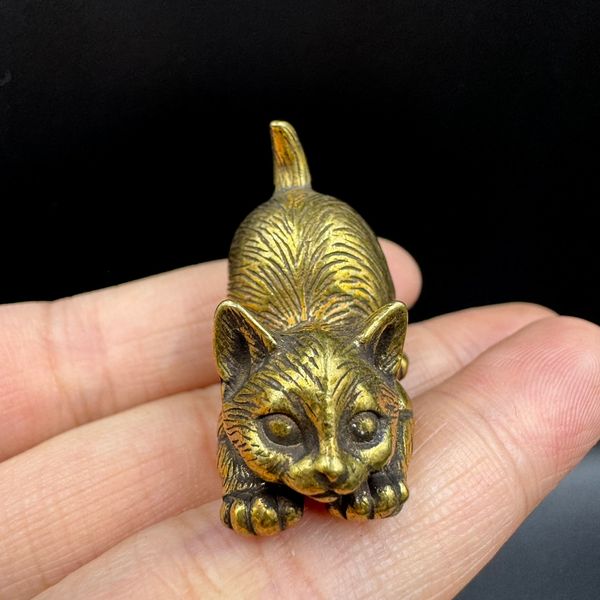 Decorative Objects Figurines 8 styles Brass Cute Cat figurines Miniature tabletop ornaments ical small animal home decoration accessories CL