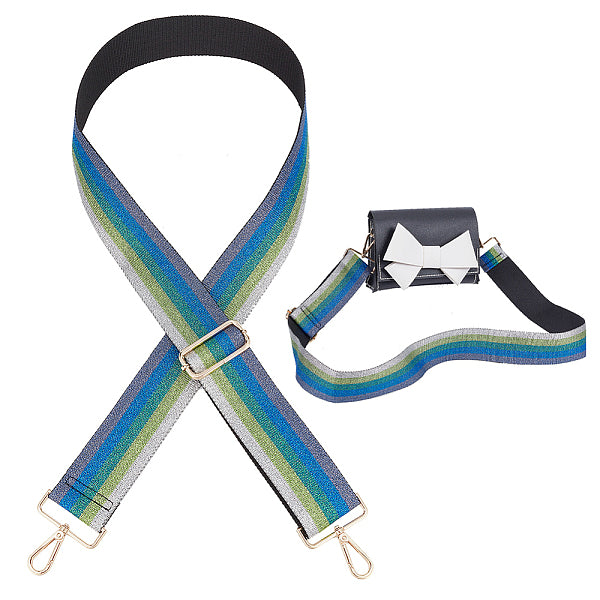 Cinghie regolabili per borsa in tessuto di poliestere glitterato con motivo a strisce