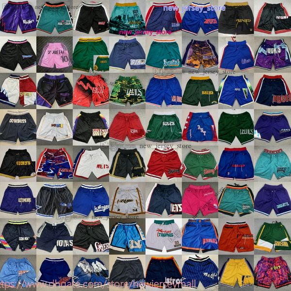 Just Don XS-XXXL Michael Basketball Shorts Team Hip Pop Pant With Pocket Zipper Sweatpants Classic Vintage Breathable Gym Training Beach Sho