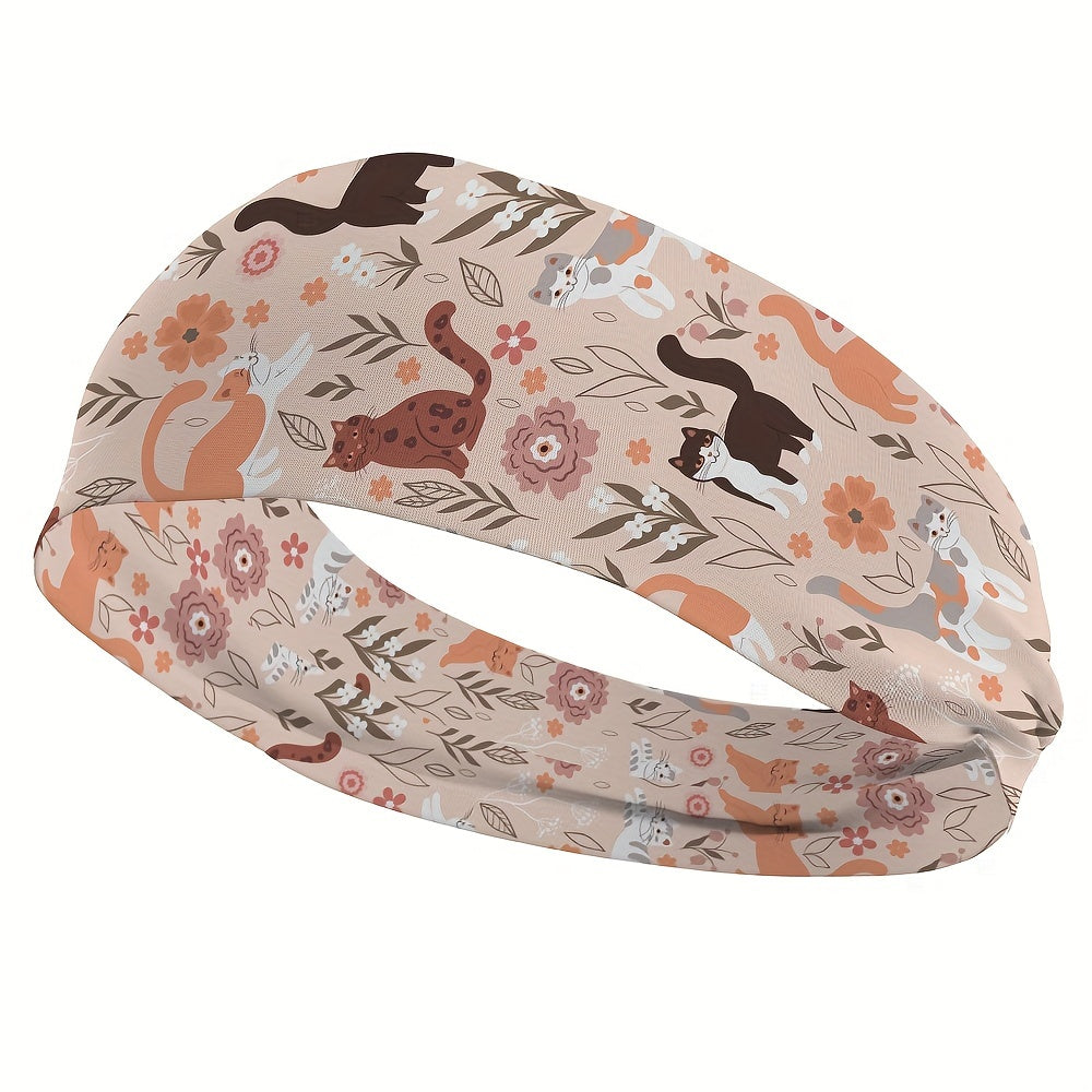 TEMU 1pc Colorful Animal Printed Wide Hairbands Stretch Turban Head Bands Elastic Workout Hair Bands Yoga Sweatbands Head Wraps For Women