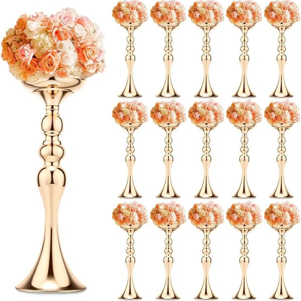 16 Pcs Metal Flower Arrangements Stand Wedding Centerpiece Tall Table Decor Vase for Event Party el Home Gold 15 Inch 240918
