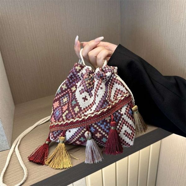 Baobao Women&#039;s Ethnic Charm Su Water Bucket 2024 New Internet Celebrity High Beauty Crossbody Versatile Shoulder Bag H7.11#18