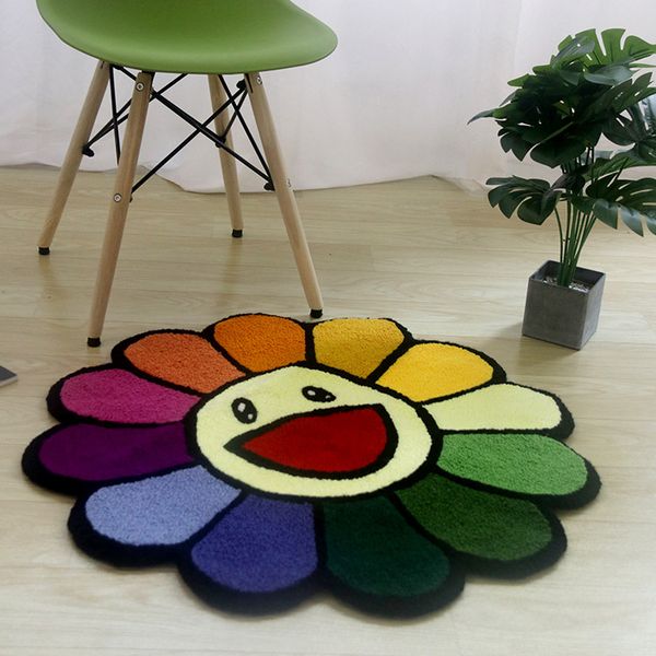 Carpets INS Cartoon wer Round Carpet Anti-slip Children&#039;s Playground Soft Plush Rugs Coffee Table Rug Living Room Decor or Mats living