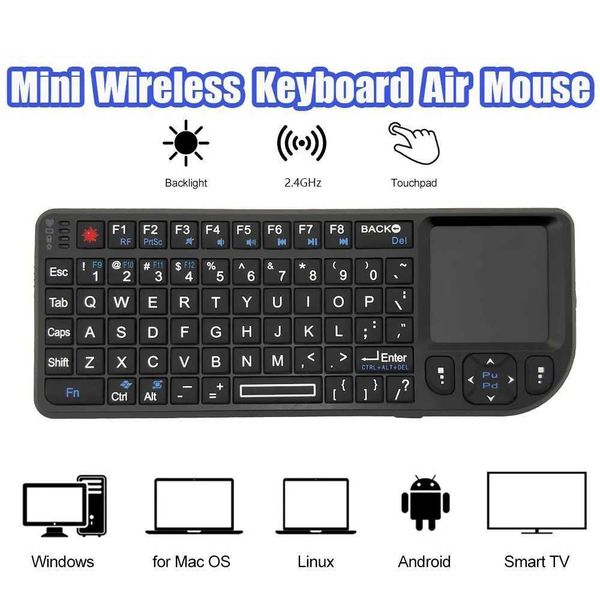 A8 Mini Wireless Keyboard 2.4G 7 Color Backlit 3 in1 Handheld Keyboard with Touchpad Air Mouse for Android TV Box PC TabletLX241031