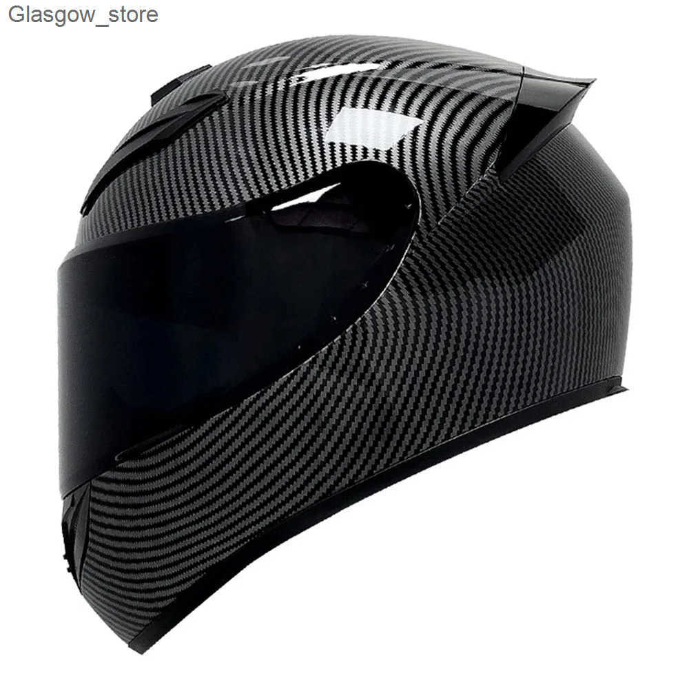 Motorcycle Helmets Motorcycle helmet breathable carbon fiber pattern anti fall motorcycle head protection equipment wear-resistant motorcycle helmet