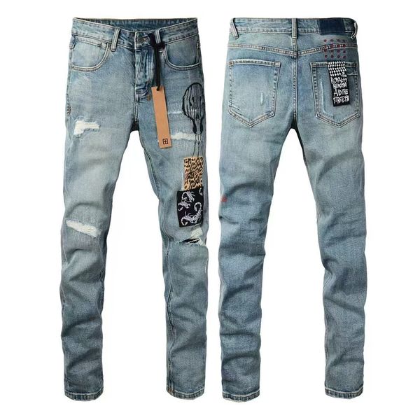 designer ksubi jeans high waist jnco jeans Ripped High Street y2k Jeans Retro Paint Spot Patch Hole Denim Streetwear silm Feet Micro Elastic