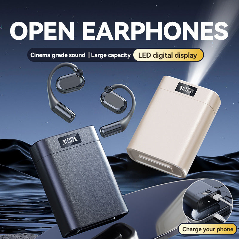 M116 Ear Hook Wireless Bluetooth Earbuds with Display & LED Light, Hi-Fi Stereo Sound, Large Battery, Long Battery Life, Secure Fit for Sports-Runni