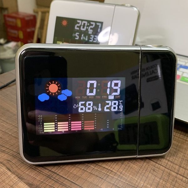 Desk Table Clocks Creative Attention Projection Digital Weather LCD Snooze Clock Bell Alarm Display Backlight LED Projector Home Timer 23072
