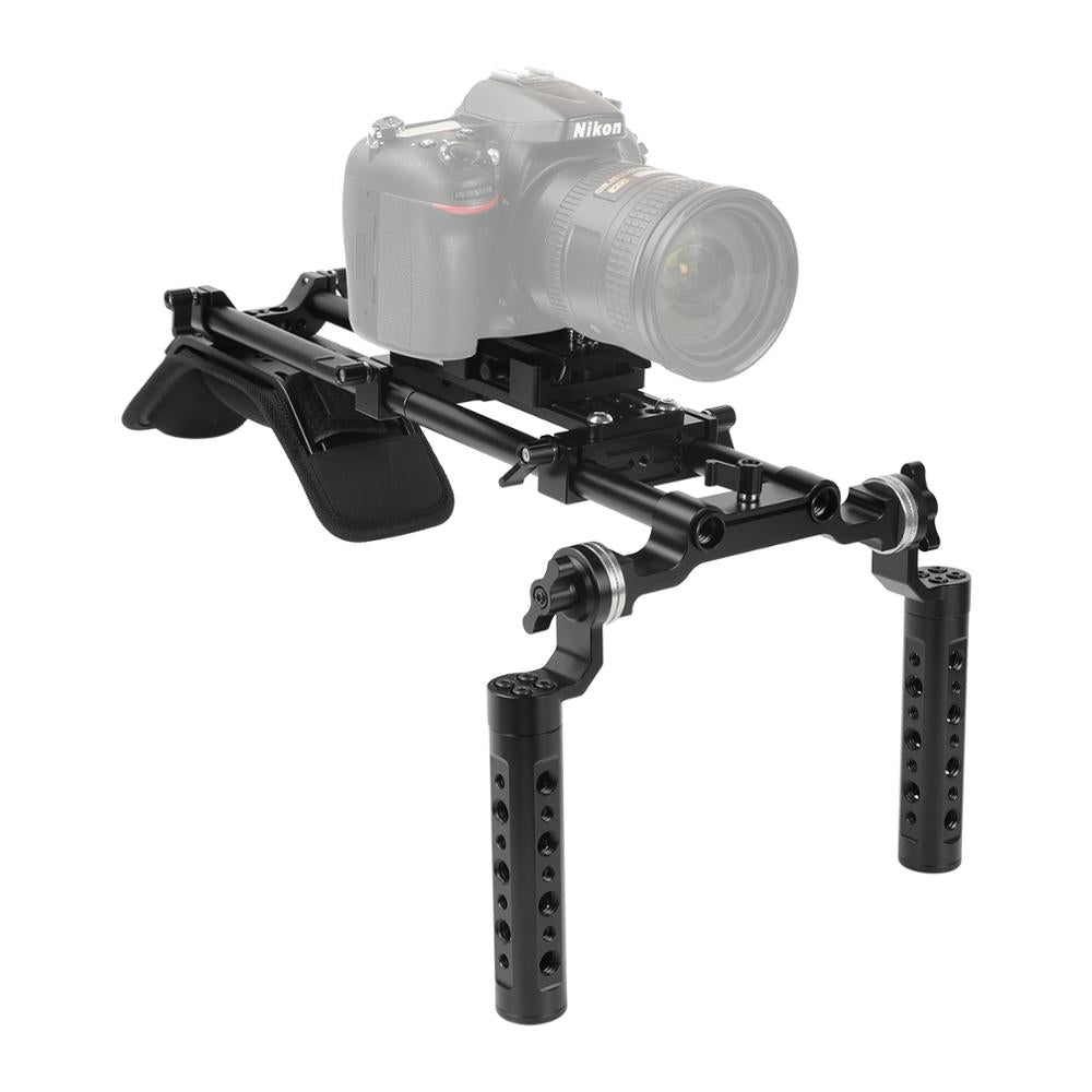 Kayu Pro Shoulder Mount Support Rig With Manfrotto QR Baseplate & Dual Rosette Cheese Handgrip For DSLR Camera DV Camcorder