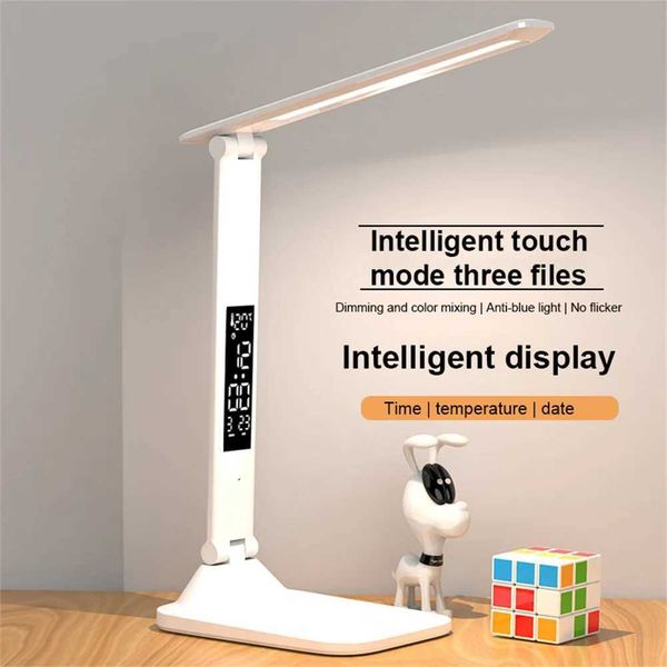 Double-head Desk Light Desk Book Lamp Rechargeable Table Clock Touch Led Light Reading Lighting Eye Protection Flower Lamp B240904