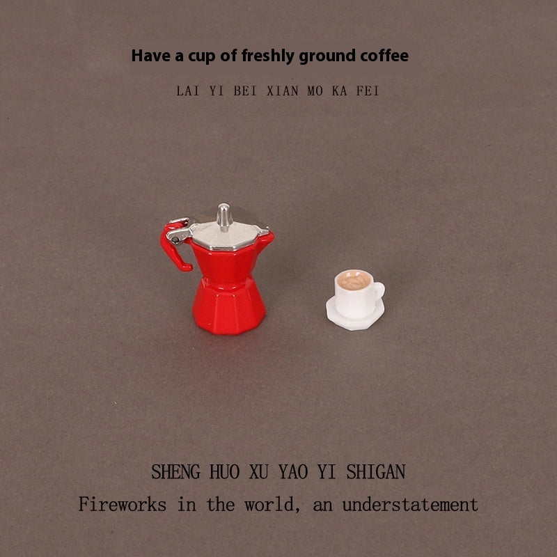 Creative Miniature Alloy hine Coffee Cup Desktop Small Ornament Dollhouse Decoration Office Desk Scene