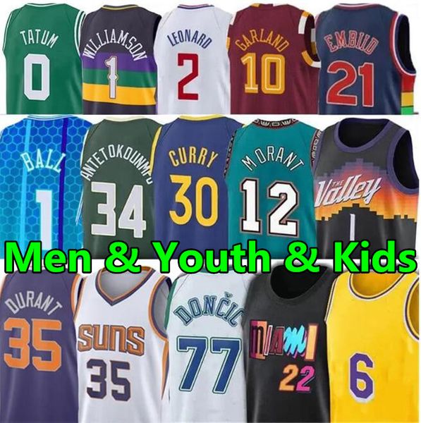 Stephen 30 Curry Durant 35 Kevin Basketball Jerseys Giannis James Harden Luka Embiid Garland Jimmy Butler Ja Booker Jerseys Morant LaMelo Sh