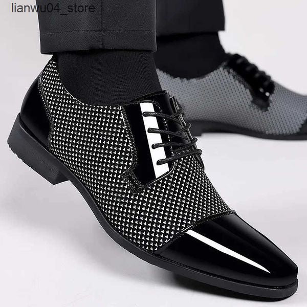 Dress Shoes Trending Classic Men Dress Shoes For Men Oxfords Patent Leather Shoes Lace Up Formal Black Leather Wedding Party Shoes2023 H2501