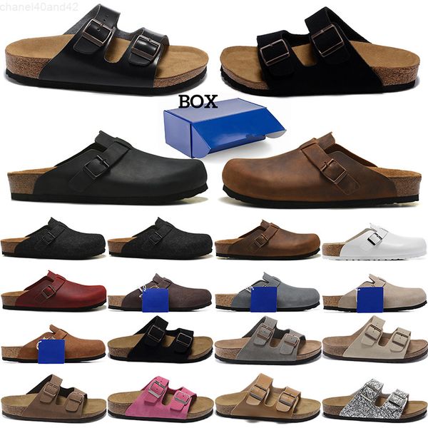 Free shipping men women designer slides clog sandals Soft Suede Leather Taupe Mocha Black White Pink mens fashion Scuffs outdoor slippers sh