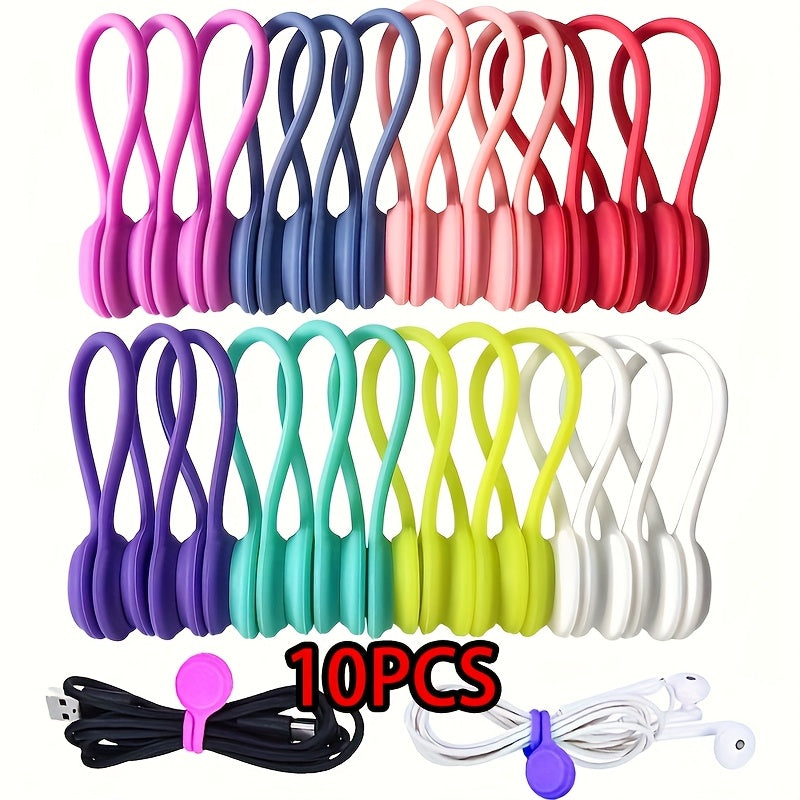 TEMU 10pieces Of Ties, Twisted Ties With Strong Magnets, Used To Bundle And Organize Cables, Headphone Cables, Usb Charging Cables, Hanging, Fixed