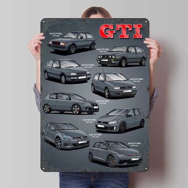High Quality Golf GTI Family Tinplate Sign Classic Car Poster Wall Decor Living Room Decor Men Metal Signs for Wall Art Decoration Interior