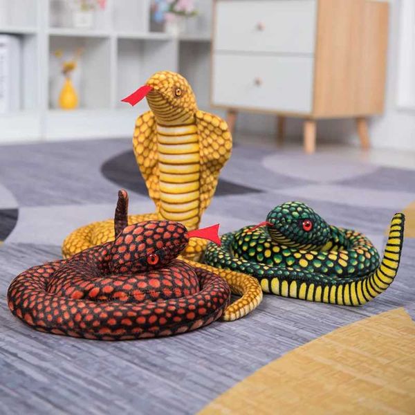 Plush Dolls 110CM Simulated Python Snake Plush Toy Giant Boa Cobra Long Stuffed Snake Plushie Pillow Children Boys Gift Home Decoration z241
