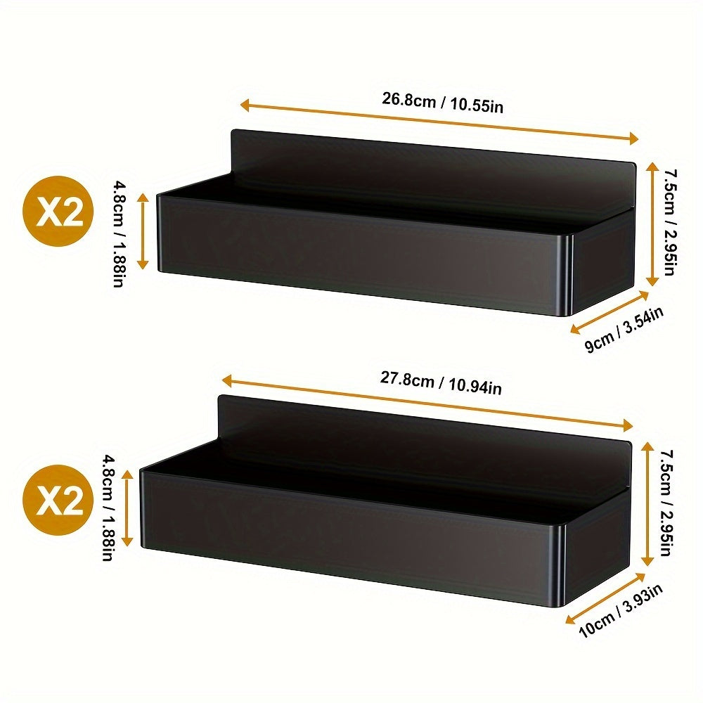 TEMU 2pcs- 4-piece Large Capacity Black And White Magnetic Spice Rack, Multifunctional Wall Mounted Storage Rack, Refrigerator Storage Rack