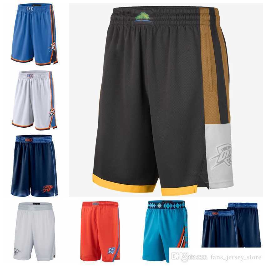 Printed Oklahoma&#039;s City Thunder&#039;s Men 2021-22 City Swingman Pants Edition Basketball shorts Performance Black