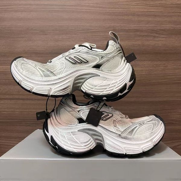 Luxo Brand 3xl Sneakers Shoes Track 9 9.0 Homens homens retro casual preto branco amarelo malha de nylon designer personalizado cilindros co