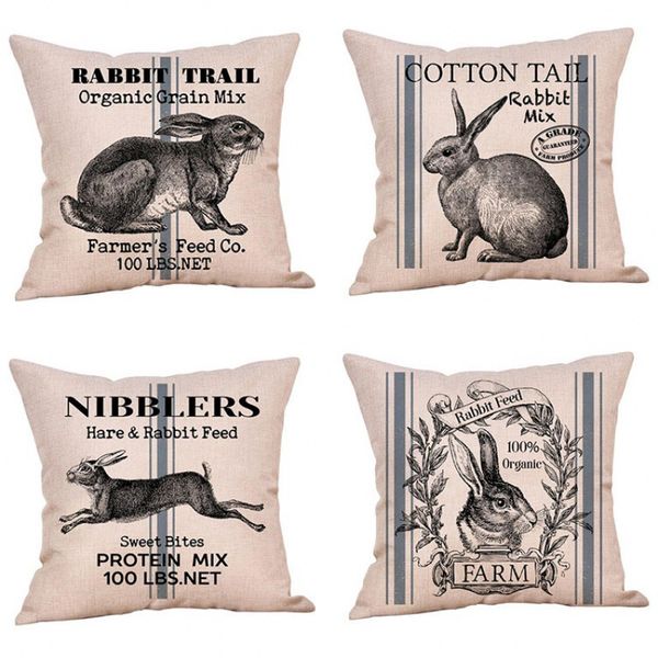 rabbit animal easter pillow case europe united states style waist pillowcase manufacturer wholesale simple sofa cushions decorative pillow c