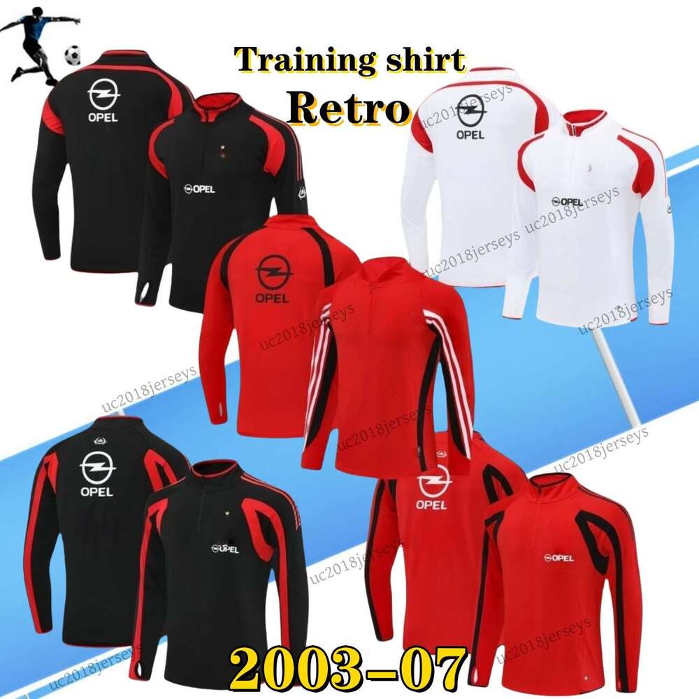 Training shirt Retro ACsoccer tracksuit 2003-06 MILAN Football Shirt Gullit 03 04 05 06 Milanese Van Basten KAKA RONALDINHO Vintage Classic Half-zip