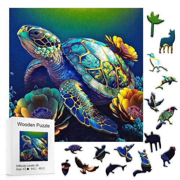 Ocean World Animal Wooden Puzzle 3D Game Puzzle for Adults and Childrens Puzzle Family Games Festival Gifts Y240812