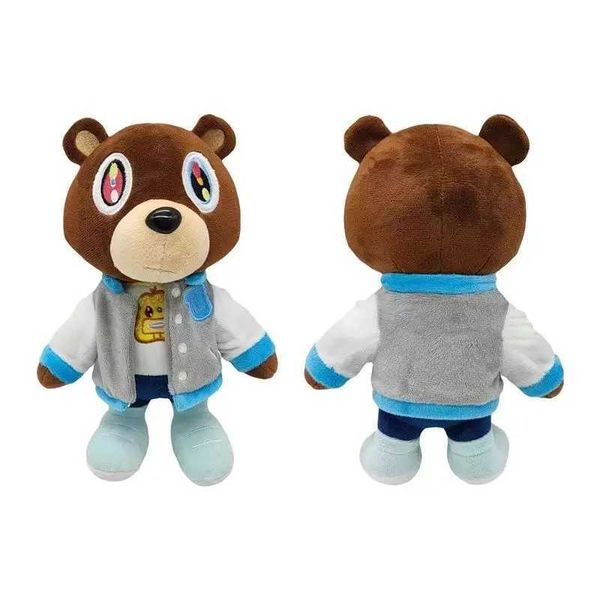 26CM Kanye Teddy Bear Plush Toys Cartoon Stuffed Soft Bear Dolls Life-like Cute Suit Vest Blue Camouflage Kanye Toys Pillow Gift Y240821