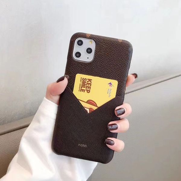 designer leather phone cases for iphone 14 13 12 11 pro max 14pro 14plus luxury letter flower print design back shell card holder cardinsert