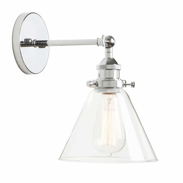 Phansthy Modern Metal Wall Light Antique Funnel Glass Sunshade Wall Light Fixtures Attic Bedroom Bathroom Bed Mirror B240808