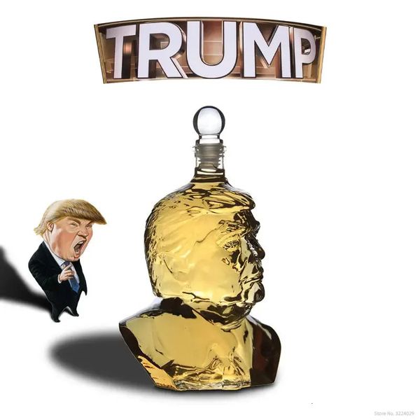 Novelty Trump head shaped barware lead-free whiskey decanter for Liquor Scotch Bourbon 250106