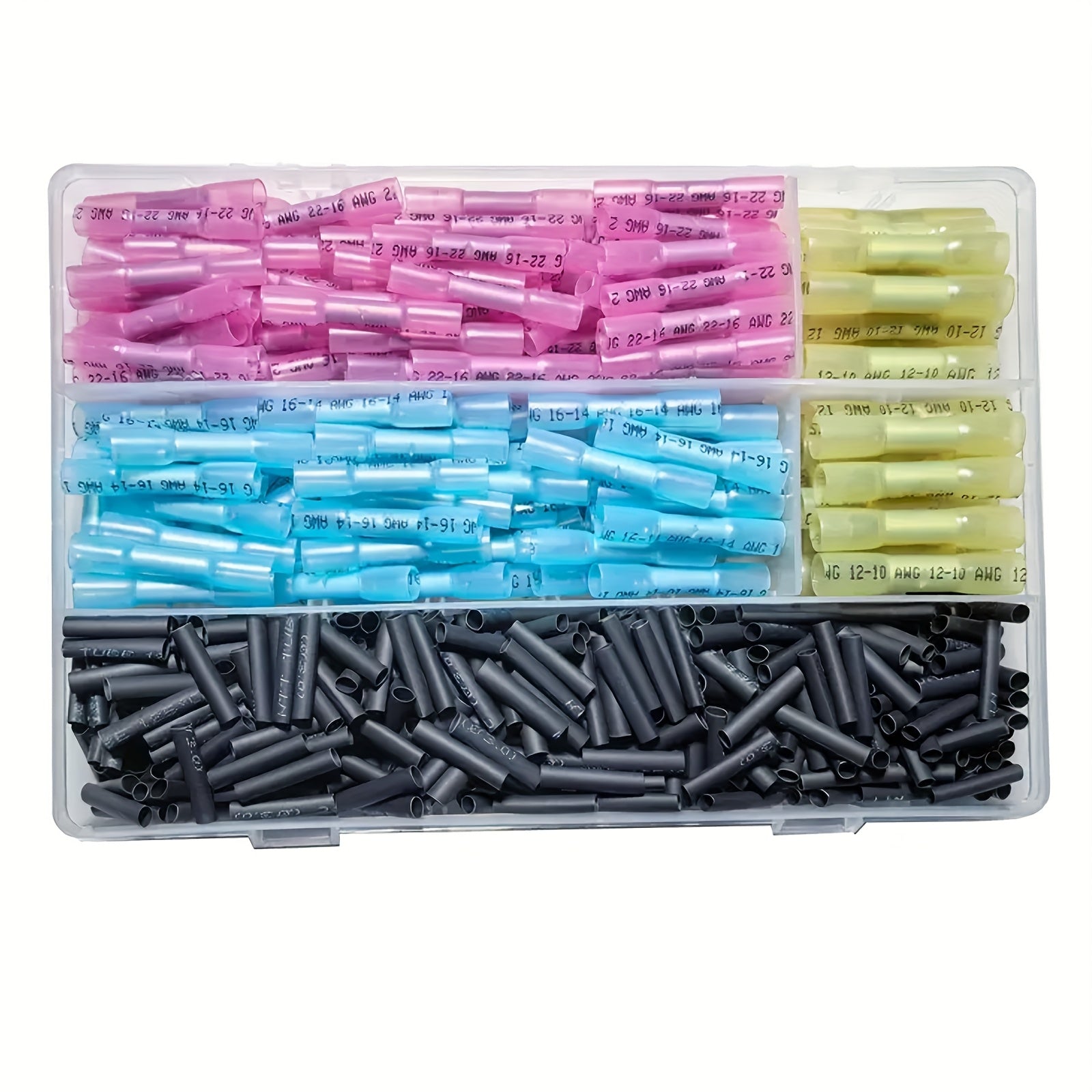 TEMU 690pcs Heavy-duty Electrical Connectors With Organizer Box - , Hot-shrink Insulation, Multiple Sizes (aws 12-14 Awg) - For Marine, Automotive,