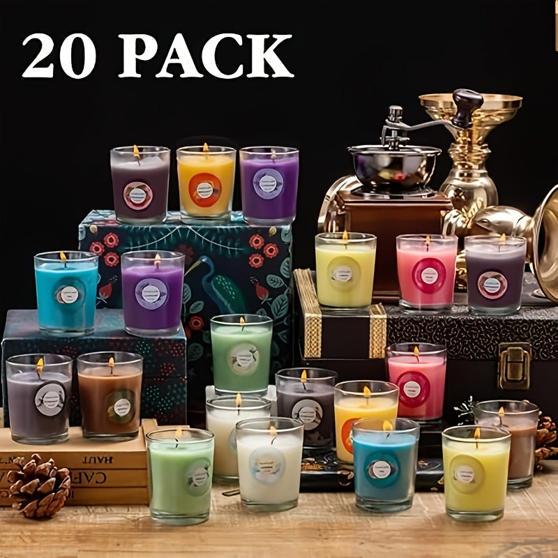 TEMU 20 Packs Of Scented Candles, 10 Scents, Soy Wax Glass Jar Candles, Scented Candles Gift Set For Ladies Birthday, Mother&;s Day, Christmas,