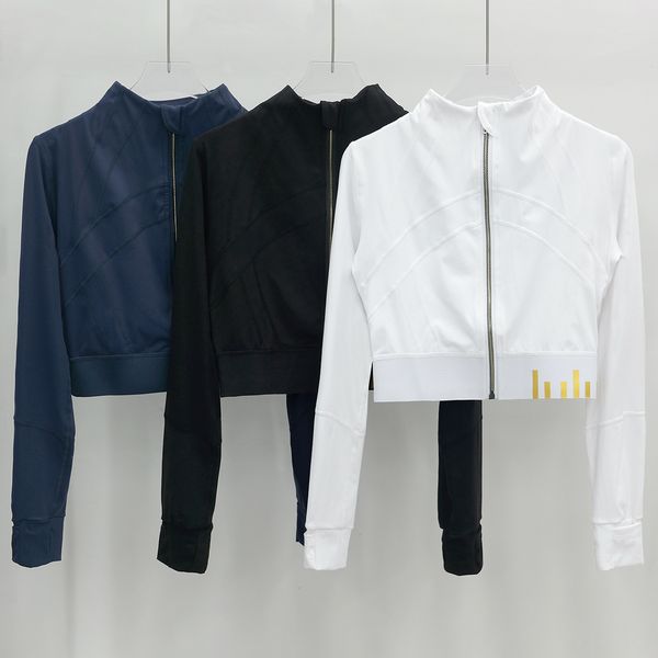 Women&#039;s Fitness Yoga Outfit Sports Jacket Stand-up Collar Half Zipper Long Sleeve Tight Yogas Shirt Gym Thumb Athtic Coat Gym Clothing