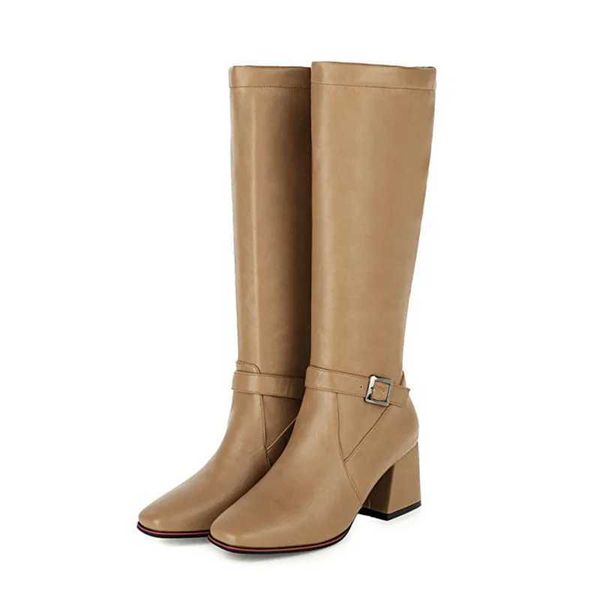 2021 Size 33-50 Winter Women Shoes Knee High Heels 6.5cm Round Toe Platform Elastic Lace Up Botas Mujer Long Snow Boots Dz-71C241105